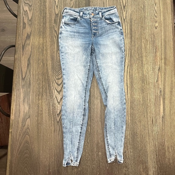 M Jeans by Maurices Skinny High Rise Button Fly Split Hem Acid Wash Size XS - Picture 1 of 13